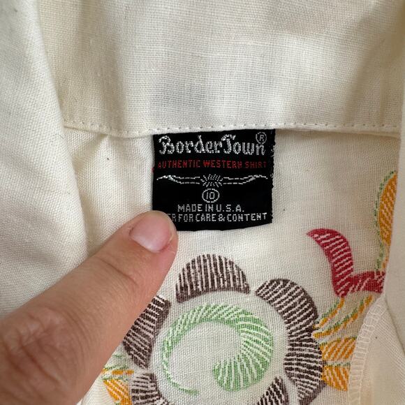 Vintage Border Town Kids Western Button Down Shirt Size 10 Cowboy Retro USA - Picture 11 of 14